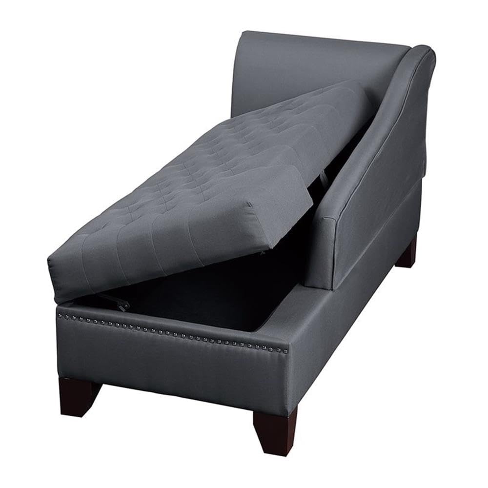 Poundex , Slate Black Chaise Lounge with storage