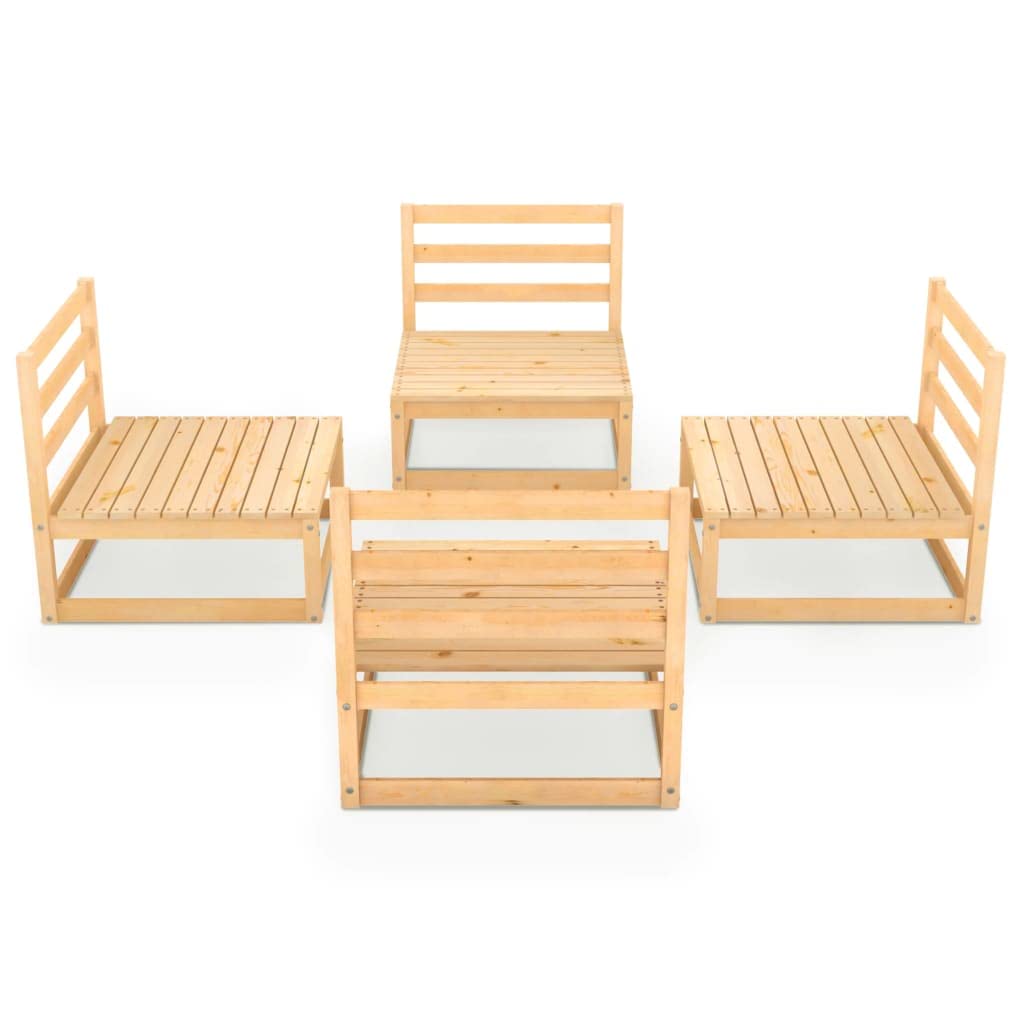 vidaXL Solid Pinewood Patio Lounge Set 4 Piece Garden Outdoor Lawn Yard Terrace Balcony Wooden Seat Seating Sitting Chair Furniture