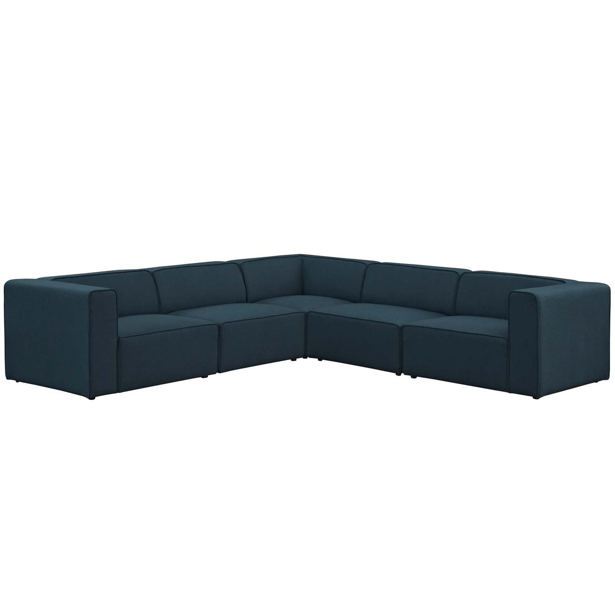 Modway Mingle Contemporary Modern 5Piece Sectional Sofa Set In Blue