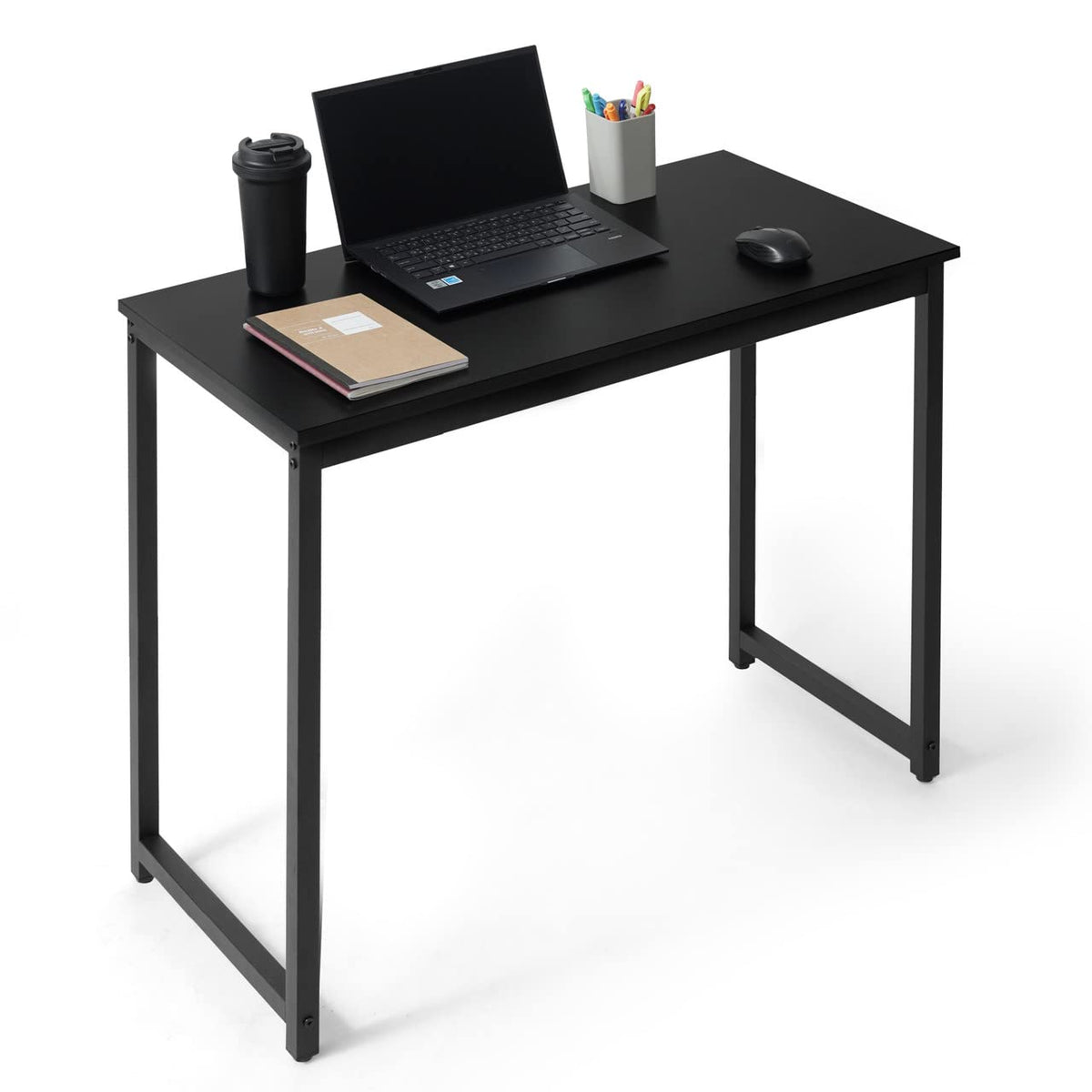 CAPHAUS 32 Inch Modern Work Desk, Space-Saving Home Office Writing Desk, Black