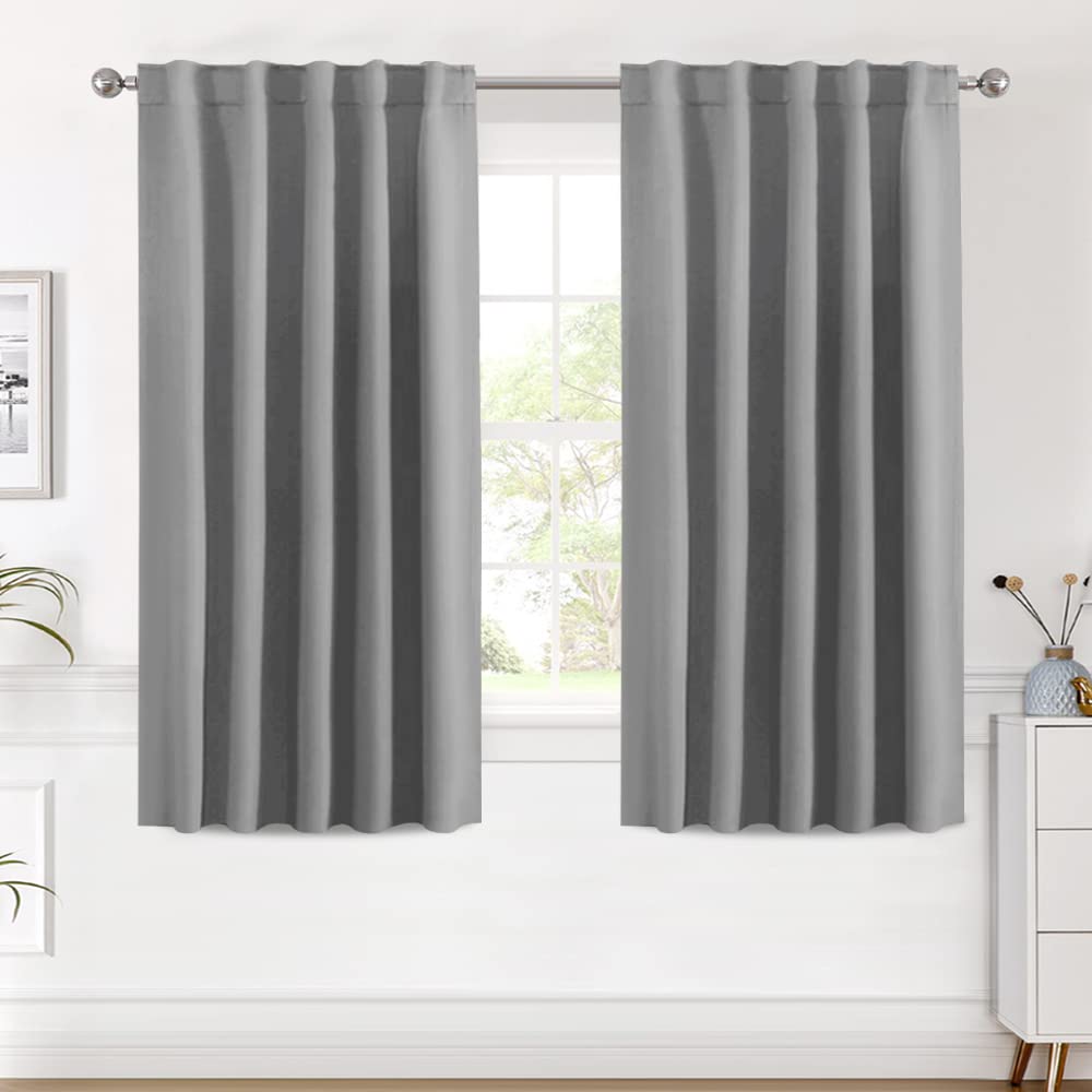 H.Versailtex Blackout Curtains Thermal Insulated Window Treatment Panels Room Darkening Blackout Drapes For Living Room Back Tab/Rod Pocket Bedroom Draperies (2 Panels, Grey, 42 X 54 Inch)