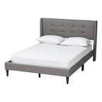 Baxton Studio Casol Mid-Century Modern Transitional Grey Fabric Upholstered Full Size Platform Bed
