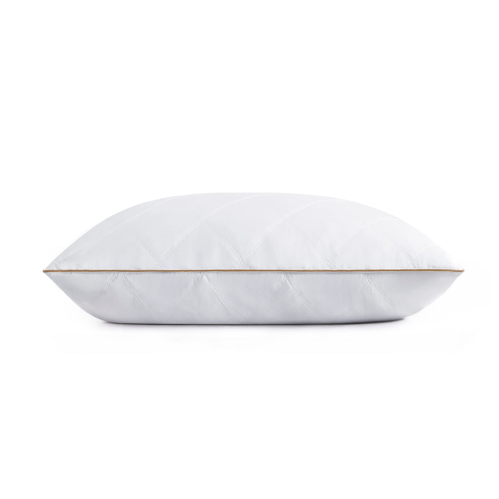 Puredown Goose Feathers And Down Pillow With Diamond Quilting Breathable Downproof Cover, Pack Of 1, Standard Size