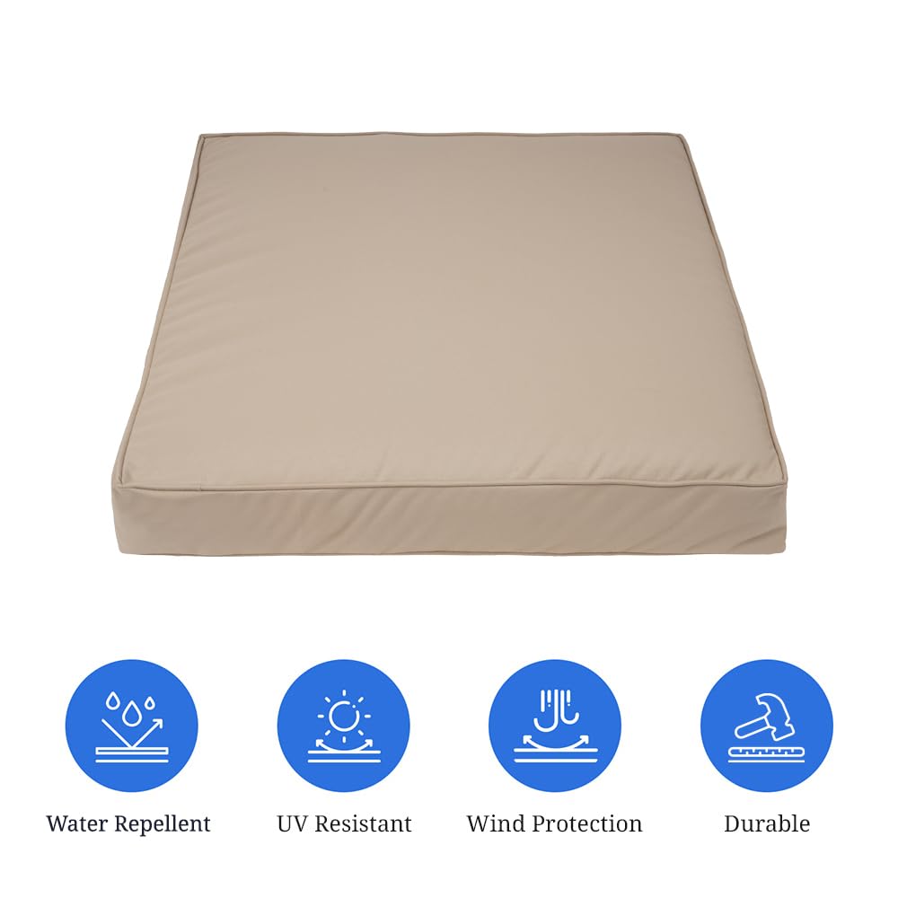 Covers & All Square Outdoor Cushion Covers For Patio Furniture Sets, Water, Tear & Uv Resistant Polyester Cushion Slipcover With Zippers (Pack Of 2) (36' L X 36' W X 4' Thick, Beige)