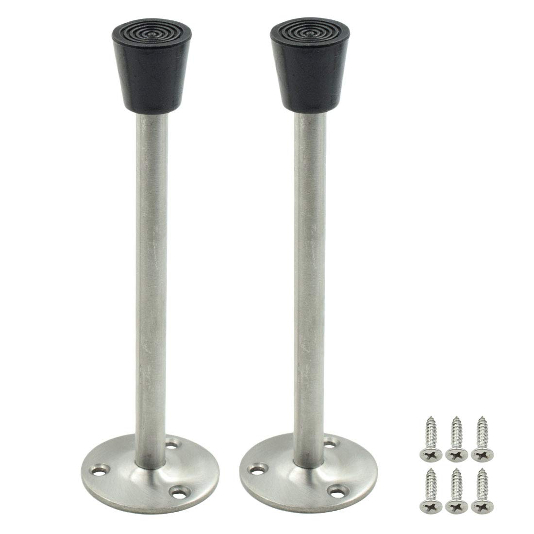 Rannb Door Stopper Stainless Steel Wall Mount Doorstop With Rubber Tip 160Mm/6.3' Total Length - Pack Of 2