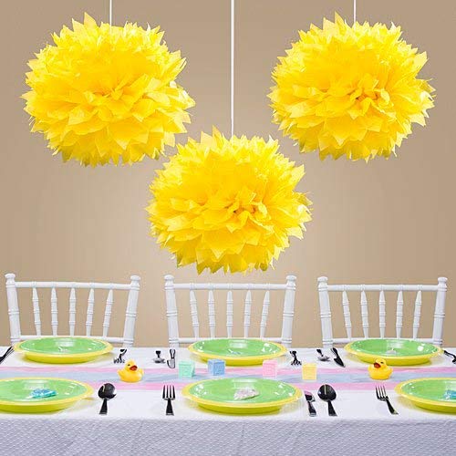 Amscan Fluffy Paper Decorations, 16'', Yellow