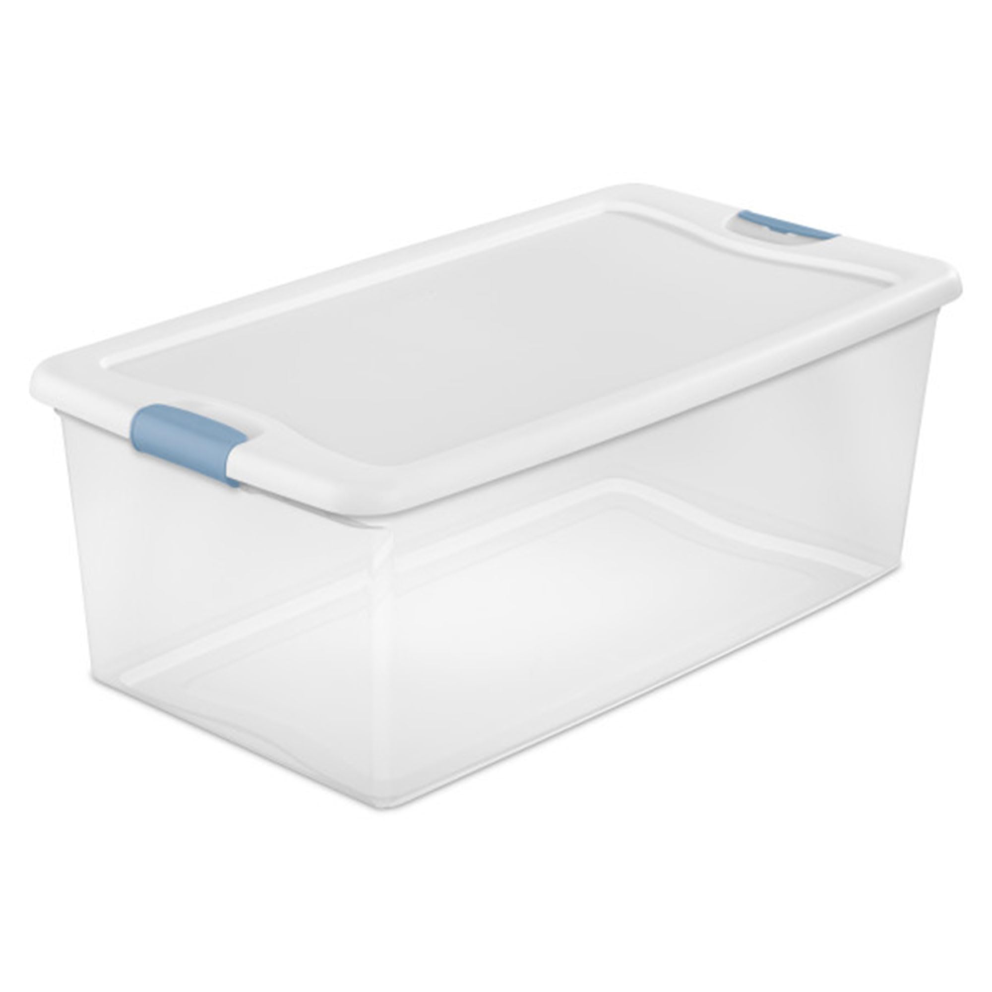 Sterilite 106 Quart Latching Storage Box, Stackable Bin with Latch Lid, Plastic Container to Organize Clothes in Closet, Clear w