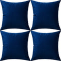 Artaimee Navy Blue Throw Pillow Covers 16X16 Set Of 4 Velvet Sofa Bed Couch Cushion Decorative Case