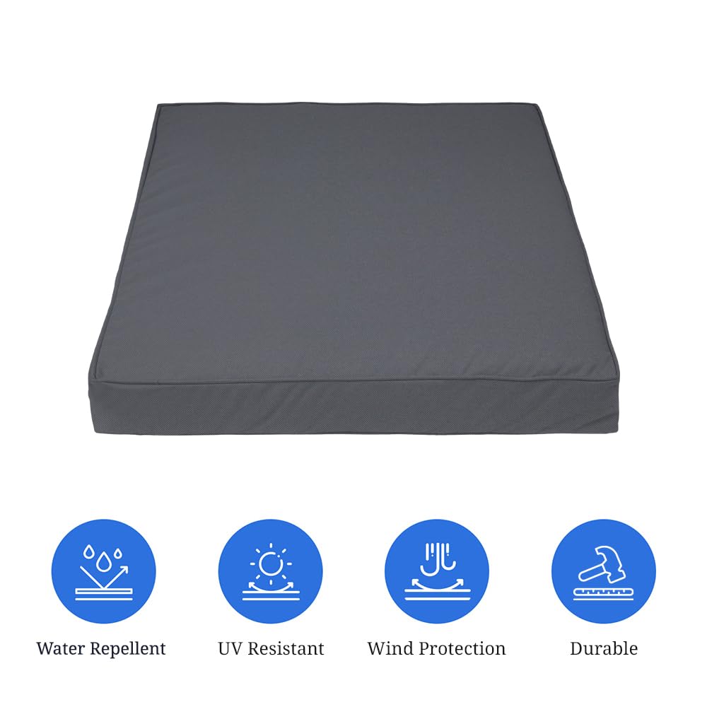 Covers & All Square Patio Cushion Covers For Outdoor Furniture, Armchair, Water, Tear & Uv Resistant Pu Coated Polyester Slipcover With Zippers (Pack Of 2) (24' L X 24' W X 4' Thick, Charcoal Gray)