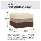 Vailge Rectangle Patio Ottoman Cover, Waterproof Outdoor Furniture Cover, Heavy Duty, Beige & Brown, Small