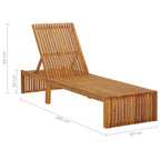 vidaXL Solid Acacia Wood Sun Lounger with Cushion Garden Outdoor Terrace Beach Wooden Sun Day Lounge Bed Seating Seat Sunlounger Furniture