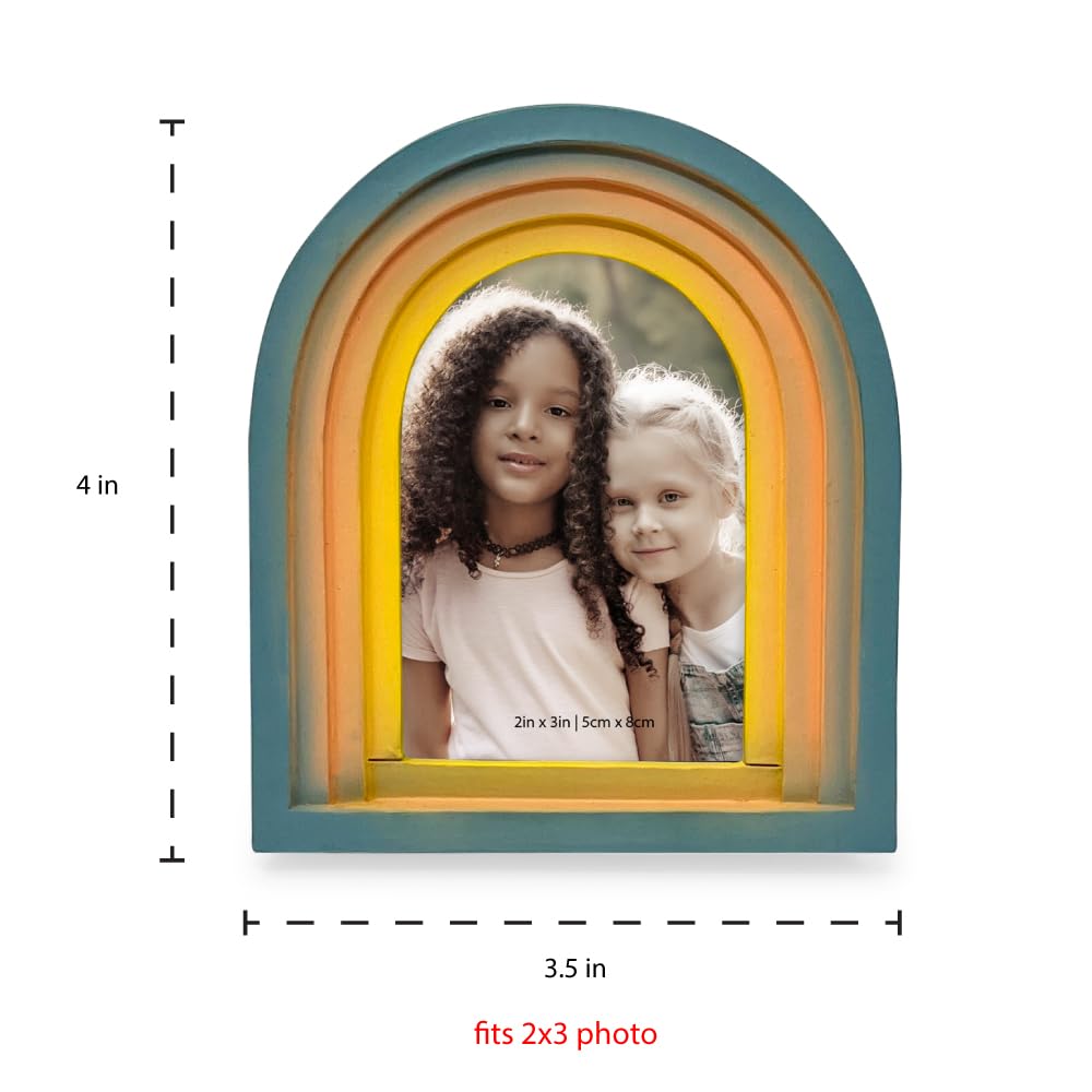 Isaac Jacobs 2X3 Vertical Rainbow Arc Resin Picture Frame With Gradient Design, Decorative Photo Frame, Tabletop & Wall Display,