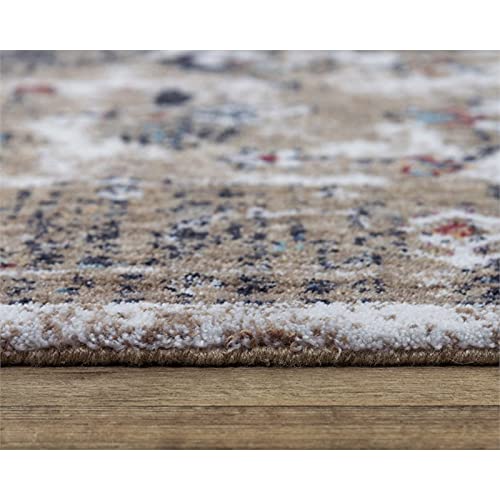 Sanction 10' X 13' Abstract Beige/White/Brown/Multi Color Power-Loomed Area Rug