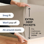 Extra Deep Pocket Split King Sheets - 5 Piece Breathable & Cooling Bed Sheets - Hotel Luxury Bed Sheet Set - Soft, Wrinkle Free & Comfy - Easily Fits Extra Deep Mattresses - Deep Pocket Wheat Sheets