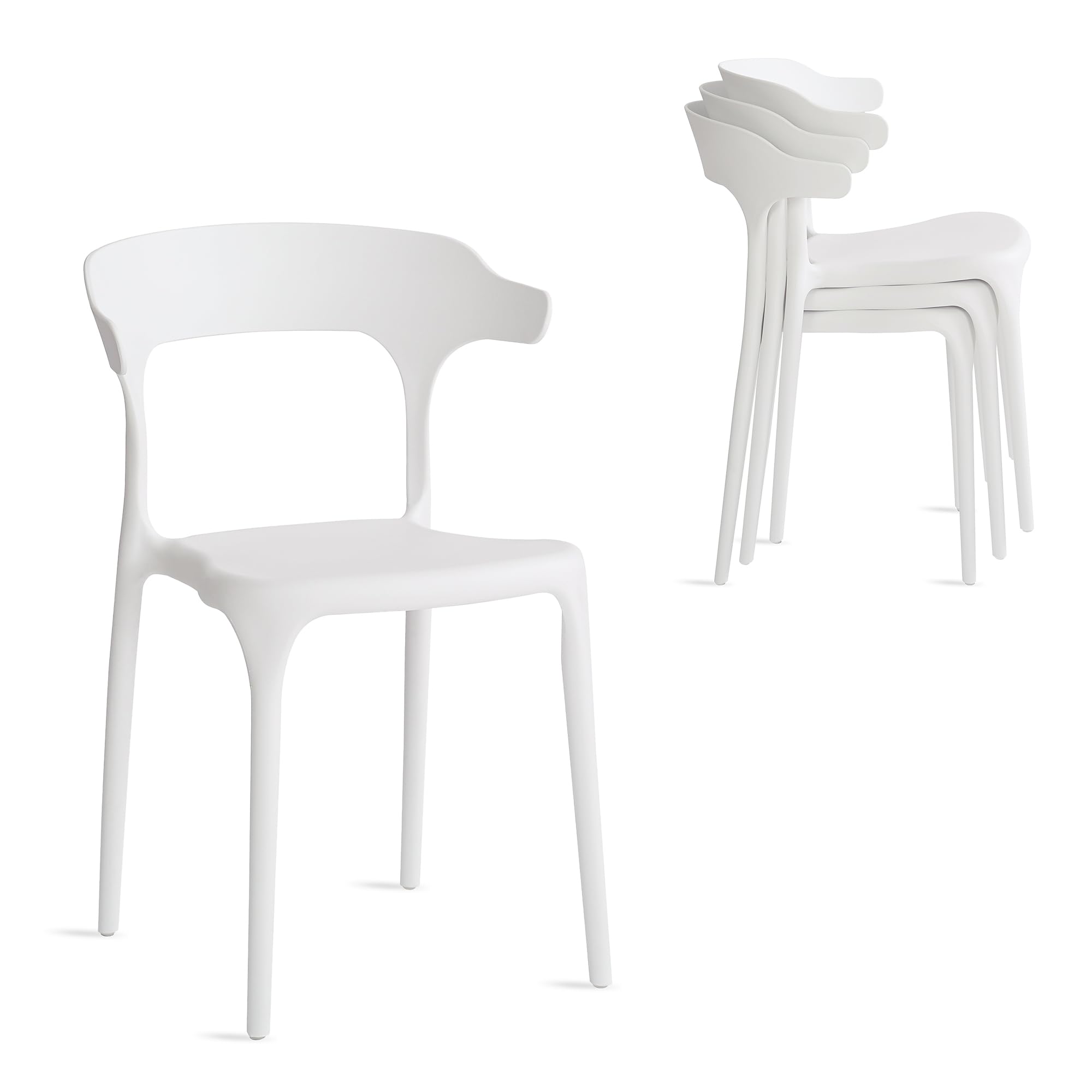 Xdeco Modern Stackable Dining Chair Set, No Assembly, Plastic Chair, Patio Chair, Suitable For Indoor And Outdoor Cafes And Rest