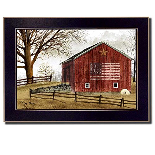 Trendy Decor4U Flag Barn By Billy Jacobs Printed Wall Art, 14 Inch X 10 Inch