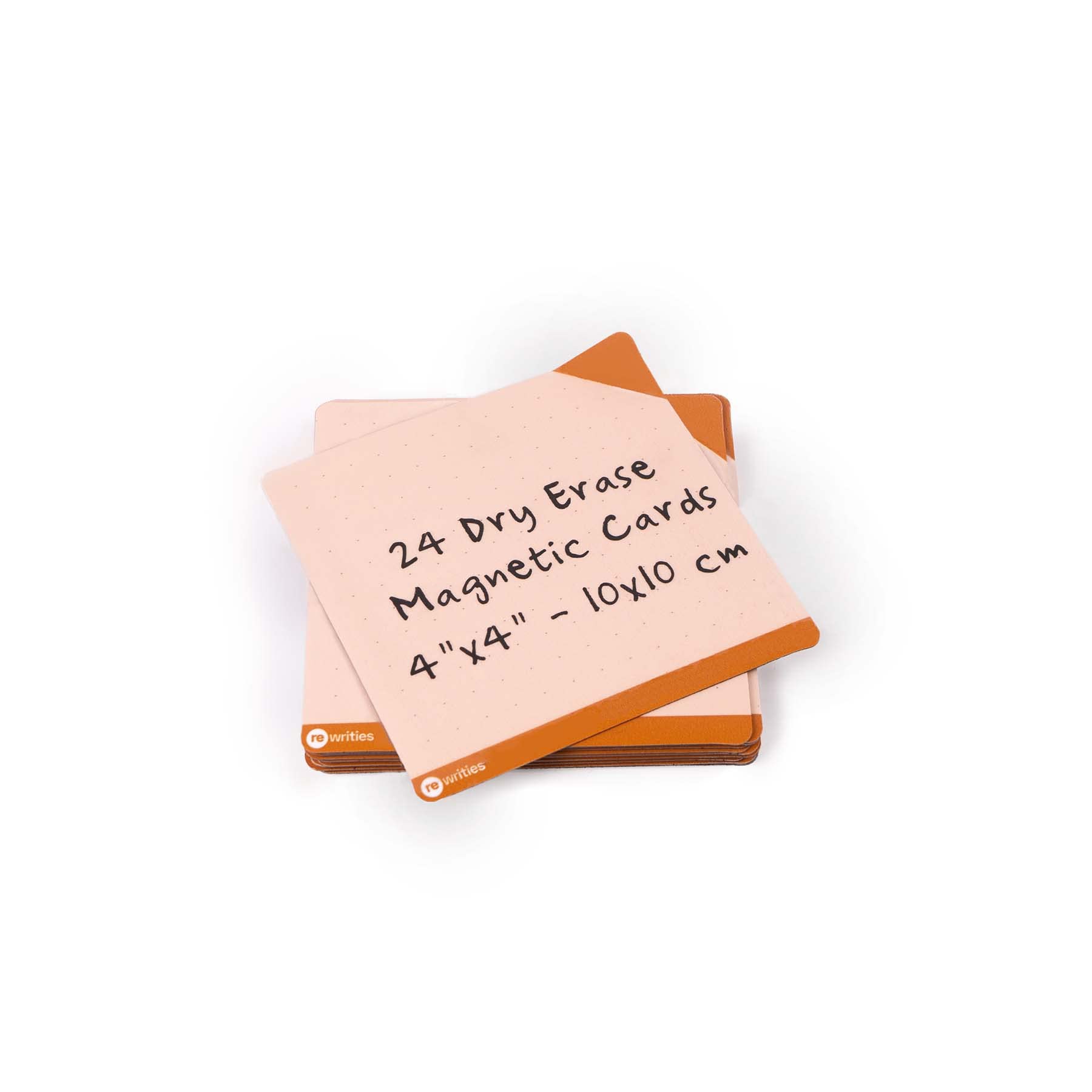 Rewrities Notes - 24 Orange Dry Erase Magnetic Cards 4 X 4 Inch - Reusable Notes For Whiteboard, Tasks, Planning, Projects, Orga