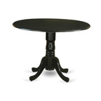 East West Furniture DLAN3-BLK-LC 3 Piece Dinette Set for Small Spaces Contains a Round Dining Table with Dropleaf and 2 Faux Leather Upholstered Dining Chairs, 42x42 Inch, Black