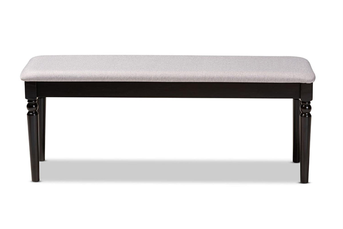 Baxton Studio Giovanni Modern and Contemporary Grey Fabric Upholstered and Dark Brown Finished Wood Dining Bench