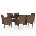 vidaXL Patio Dining Set 7 Piece with Cushions Garden Outdoor Lawn Yard Terrace Balcony Table and Chair Seat Seating Furniture Brown and Black