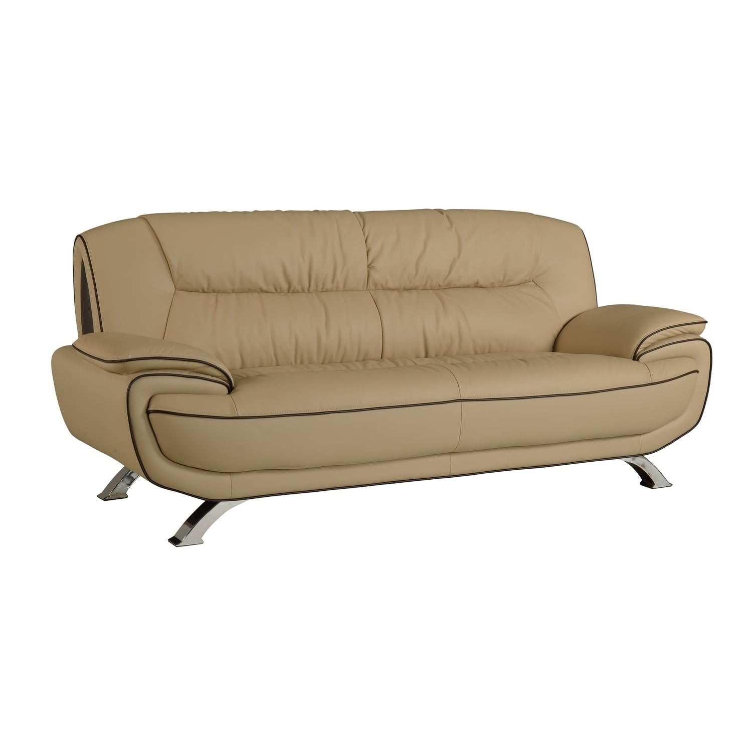 HomeRoots Decor 35-inch Sleek Beige Leather Sofa
