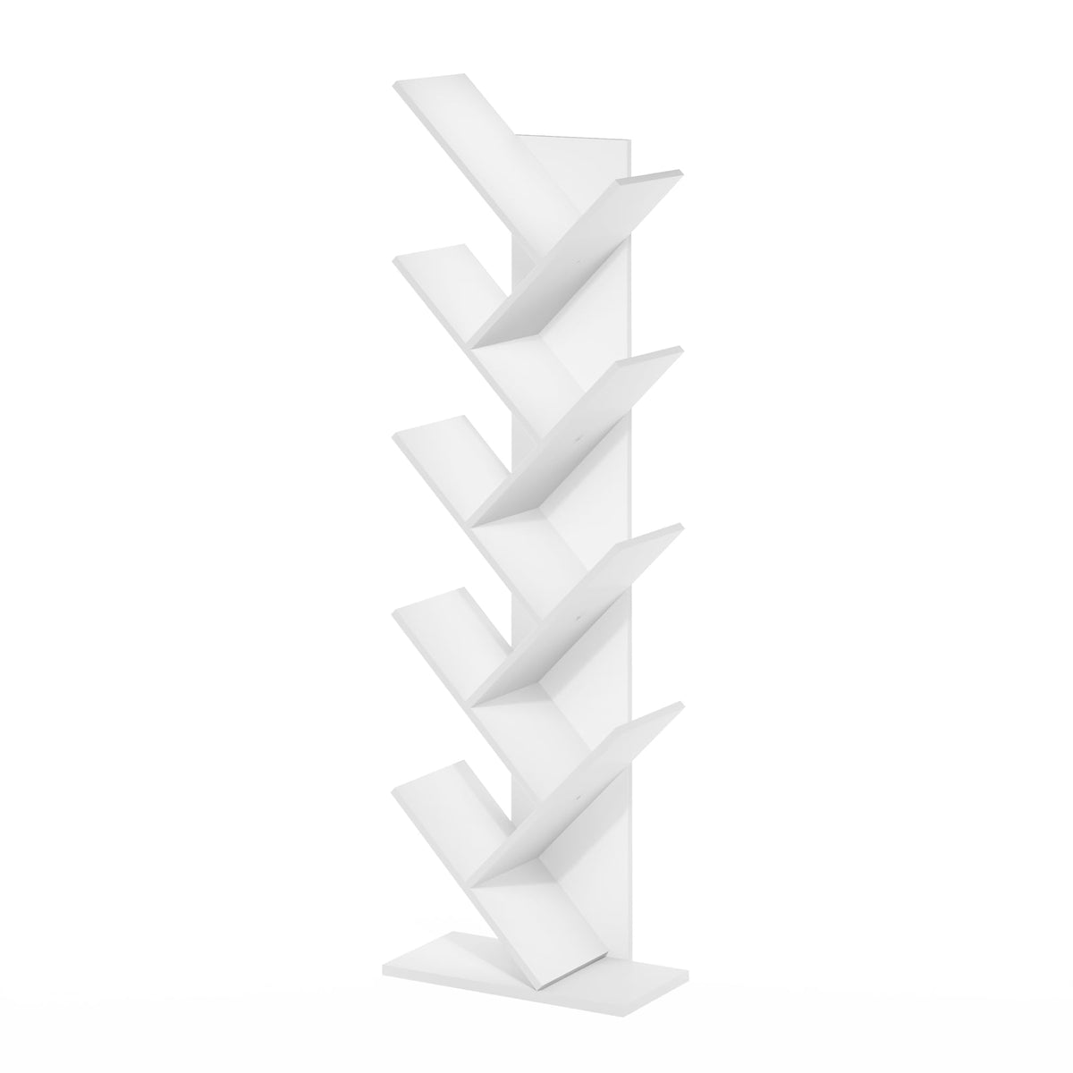Furinno Tree Bookshelf 9-Tier Floor Standing Tree Bookcase, White