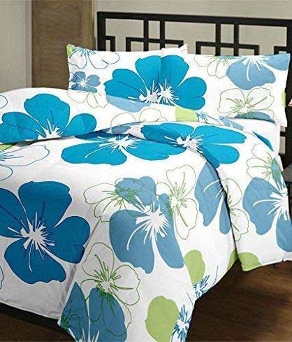 HANUMANT Poly Cotton Flower Printed Reversible Double Bed Comforter Dohar/Blanket//Quilt (Multicolor) (Big Blue, Double Bed)