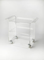 HomeRoots Clear Acrylic Rolling Server Bar Cart