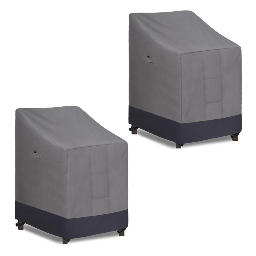 Easy-Going Heavy Duty Outdoor Stackable Chair Cover, Waterproof Patio Chair Cover, Windproof Outdoor Furniture Cover With Air Vent (2 Pack-28Wx36Dx47H Inch, Gray/Dark Gray)