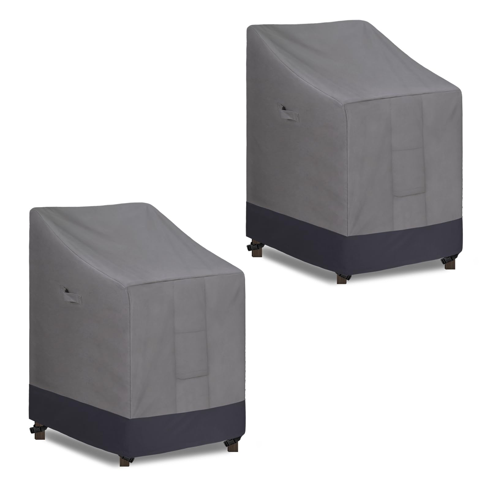 Easy-Going Heavy Duty Outdoor Stackable Chair Cover, Waterproof Patio Chair Cover, Windproof Outdoor Furniture Cover With Air Vent (2 Pack-28Wx36Dx47H Inch, Gray/Dark Gray)