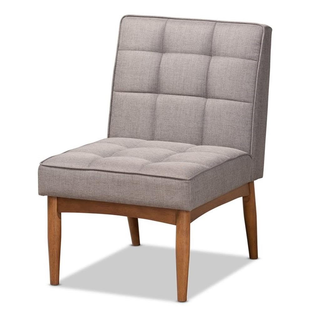 Baxton Studio Sanford Grey And Walnut Brown Finished Wood Dining Chair