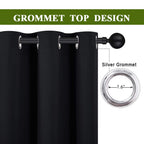 Nicetown Halloween Light Reducing Grommet Curtain - (W120 X L84, Black, 1 Piece) Tripe Woven Textured Soft Curtain Panel For Liv