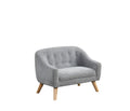 Amelia 28W Gray Chenille Kids Sofa with Tufted Back and Wooden Legs