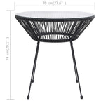 vidaXL Outdoor Dining Table | 27.6” | Black Rattan & Glass Top | Powder-Coated Steel Frame | Water-Resistant | Easy Assembly | Ideal for Patio & Garden Décor