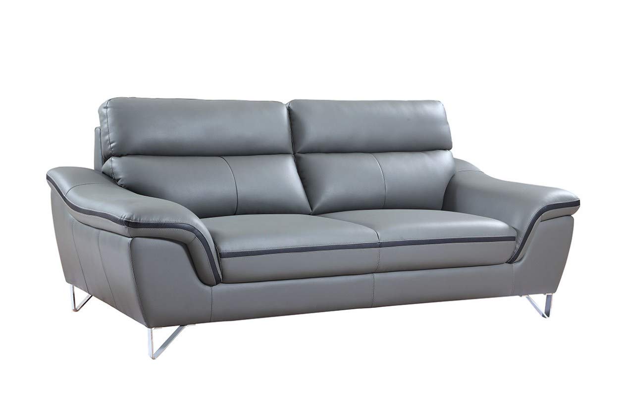 HomeRoots Gray 36 Charming Grey Leather Sofa
