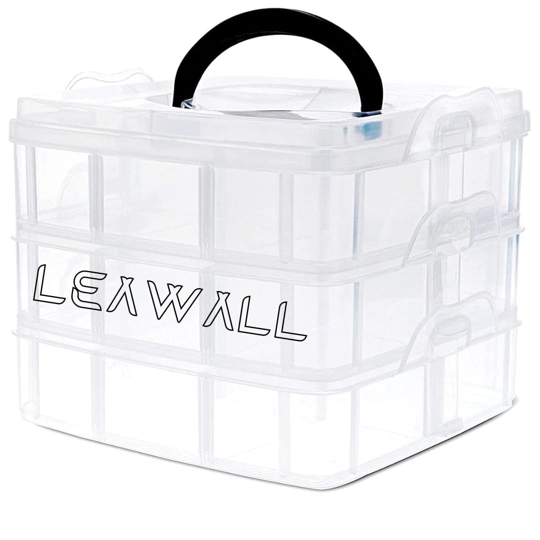 Leawall 3 Layers 18 Grid Plastic Transparent Jewelry/Makeup/Cosmetic Storage Box Portable Jewelry Box Accessories for Earrings R