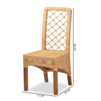 Baxton Studio Moscow Modern Bohemian Natural Brown Rattan and Walnut Brown Finished Wood 2-Piece Dining Chair Set