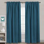 H.Versailtex Blackout Curtains Thermal Insulated Window Treatment Panels Room Darkening Blackout Drapes For Living Room Back Tab/Rod Pocket Bedroom Draperies, 52 X 96 Inch, Dark Teal, 2 Panels