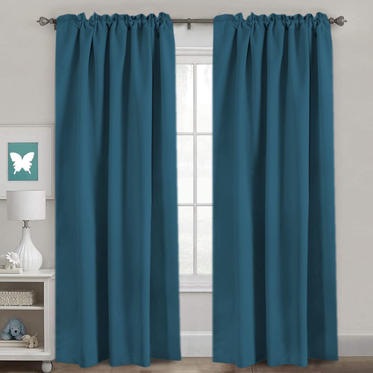 H.Versailtex Blackout Curtains Thermal Insulated Window Treatment Panels Room Darkening Blackout Drapes For Living Room Back Tab/Rod Pocket Bedroom Draperies, 52 X 96 Inch, Dark Teal, 2 Panels