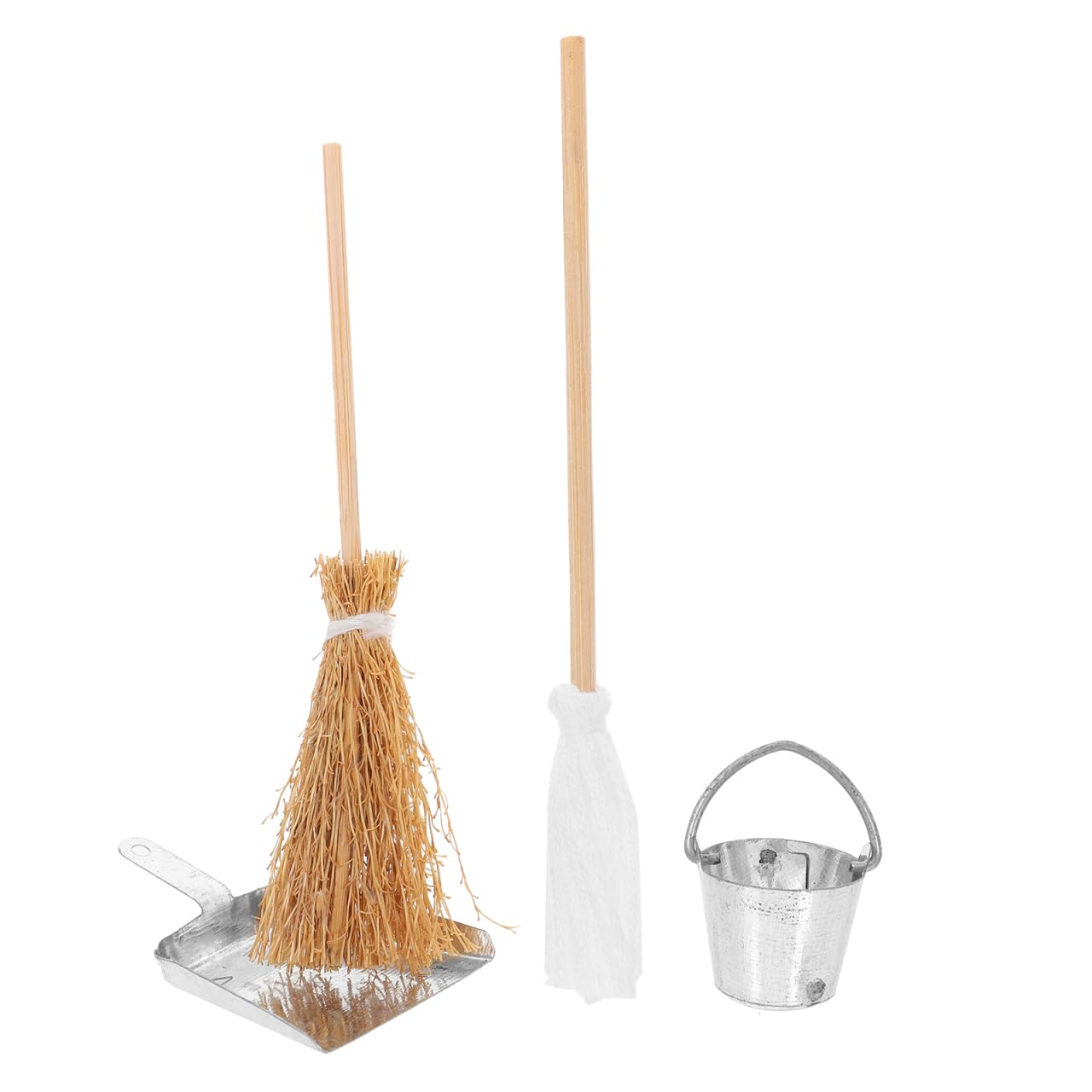 Abaodam Miniature Dollhouse Cleaning Set Mini Floor Mop Bucket Broom Dustpan Models Housework Tool Decoration Accessories for DI