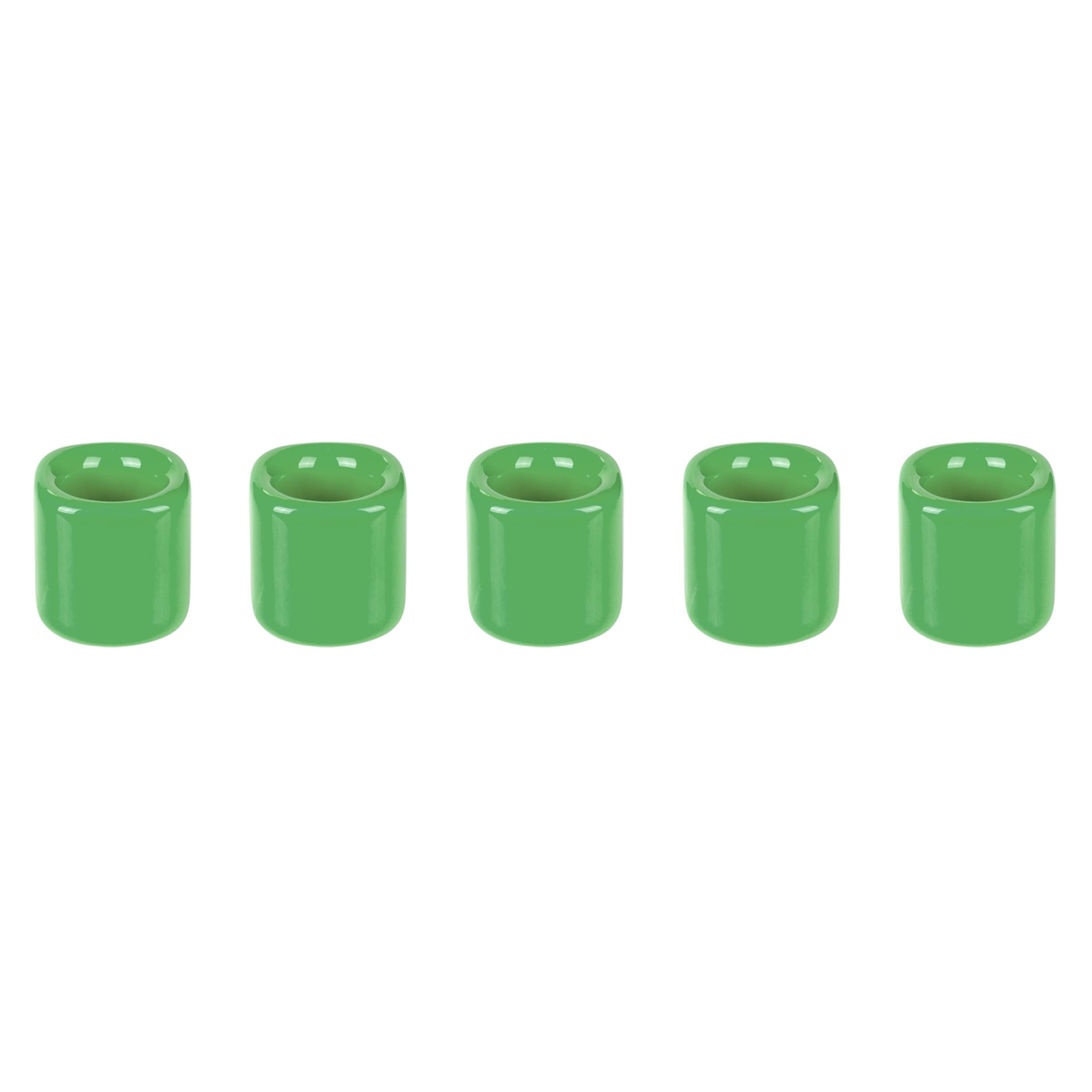 Mega Candles 5 pcs Light Green 1/2 Inch Diameter Ceramic Chime Ritual Spell Candle Holders, Great for Casting Chimes, Meditation