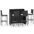 vidaXL Patio Bar Set with Cushions 5 Piece Garden Outdoor Pub Balcony Backyard Terrace Bistro Dining Table Stool Chair Furniture Black