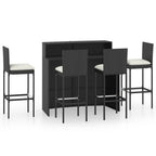 vidaXL Patio Bar Set with Cushions 5 Piece Garden Outdoor Pub Balcony Backyard Terrace Bistro Dining Table Stool Chair Furniture Black