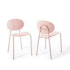 Modway Palette Modern Molded Plastic Accent Dining Chair In Pink - Set Of 2 - Comes Fully Assembled