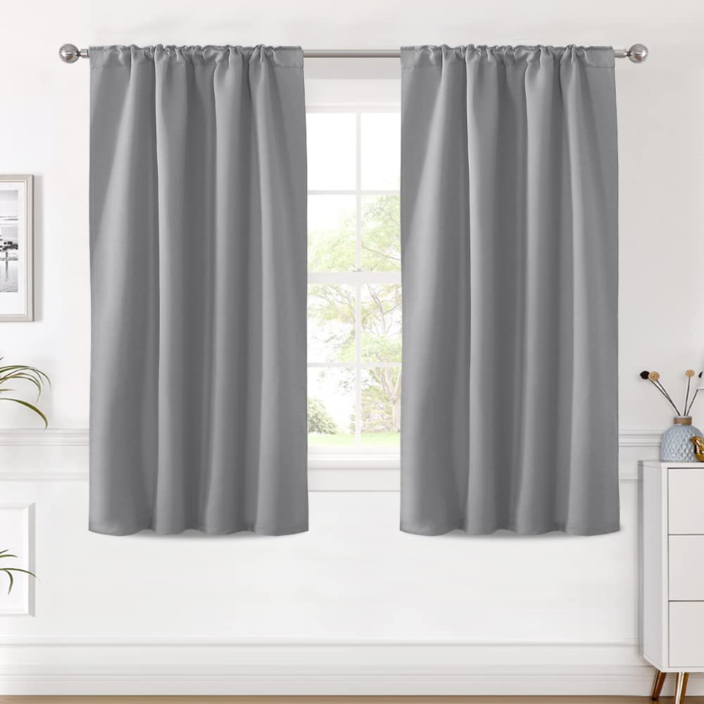 H.Versailtex Blackout Curtains Thermal Insulated Window Treatment Panels Room Darkening Blackout Drapes For Living Room Back Tab/Rod Pocket Bedroom Draperies (2 Panels, Grey, 42 X 54 Inch)