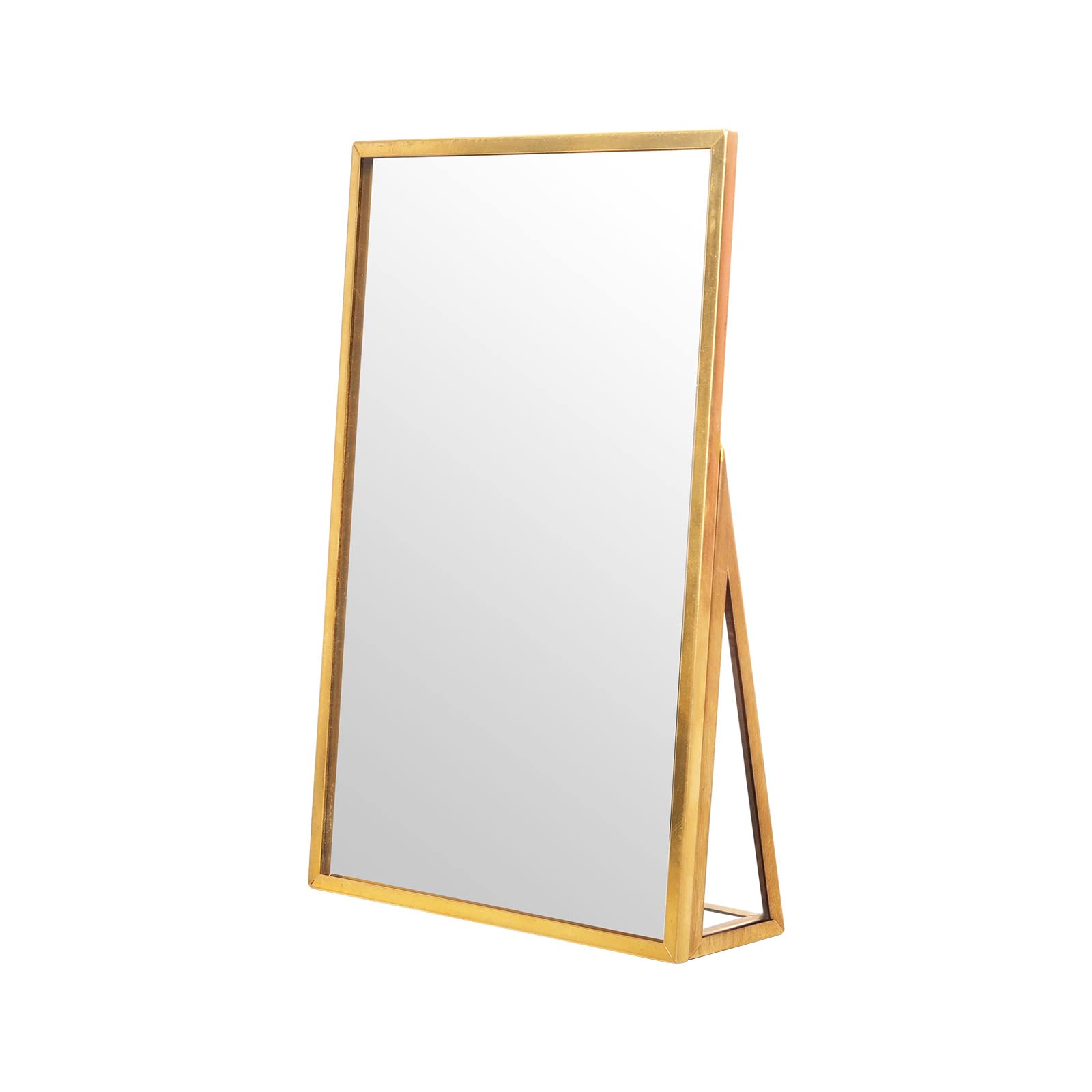LONGSHENG - SINCE 2001 - Gold Vanity Makeup Mirror Table Desk Countertop Mirror Bathroom Shaving Make Up Mirror Home Decor-Recta