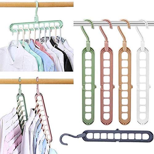 Vrct AntiSkid Plastic 360 Degree Swivel Hook, 9Holes Magic Wardrobe Space Saver Folding Hangers/Closet Organiser (Assorted Col