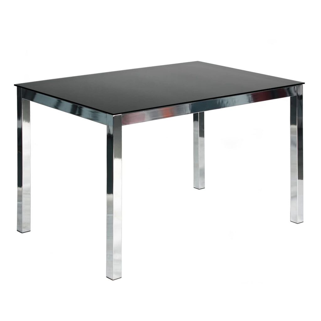 Better Home Products Elliott Chrome Metal Frame Black Tempered Glass Table