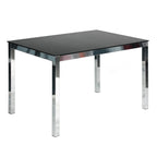Better Home Products Elliott Chrome Metal Frame Black Tempered Glass Table