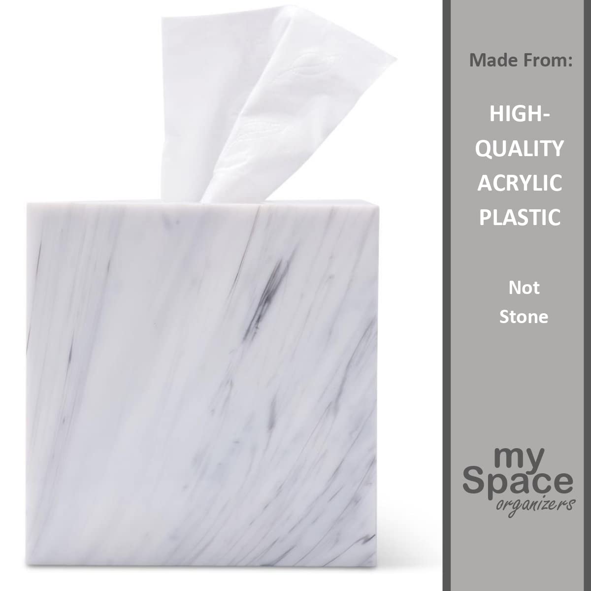 Tissue Box Cover Holder Square Marble Tissue Box Holder Bathroom Vanity Nightstand Bedroom Livingroom Decorative Decor Toilet Or